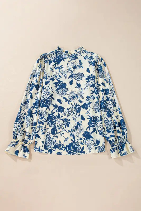 Blue flora flounce blouse | floral blouses | fashionfitz