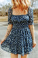 Blue floral smocked tiered short dress - dresses