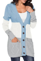 Blue Front Pocket and Buttons Closure Cardigan - Fashionfitz