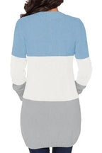 Blue Front Pocket and Buttons Closure Cardigan - Fashionfitz