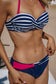 Blue halter bandeau striped bikini - bikinis