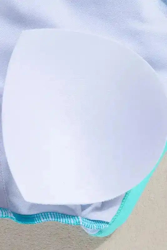 Blue High Waist Bikini - Contrast Trim Crisscross Back - Fashionfitz