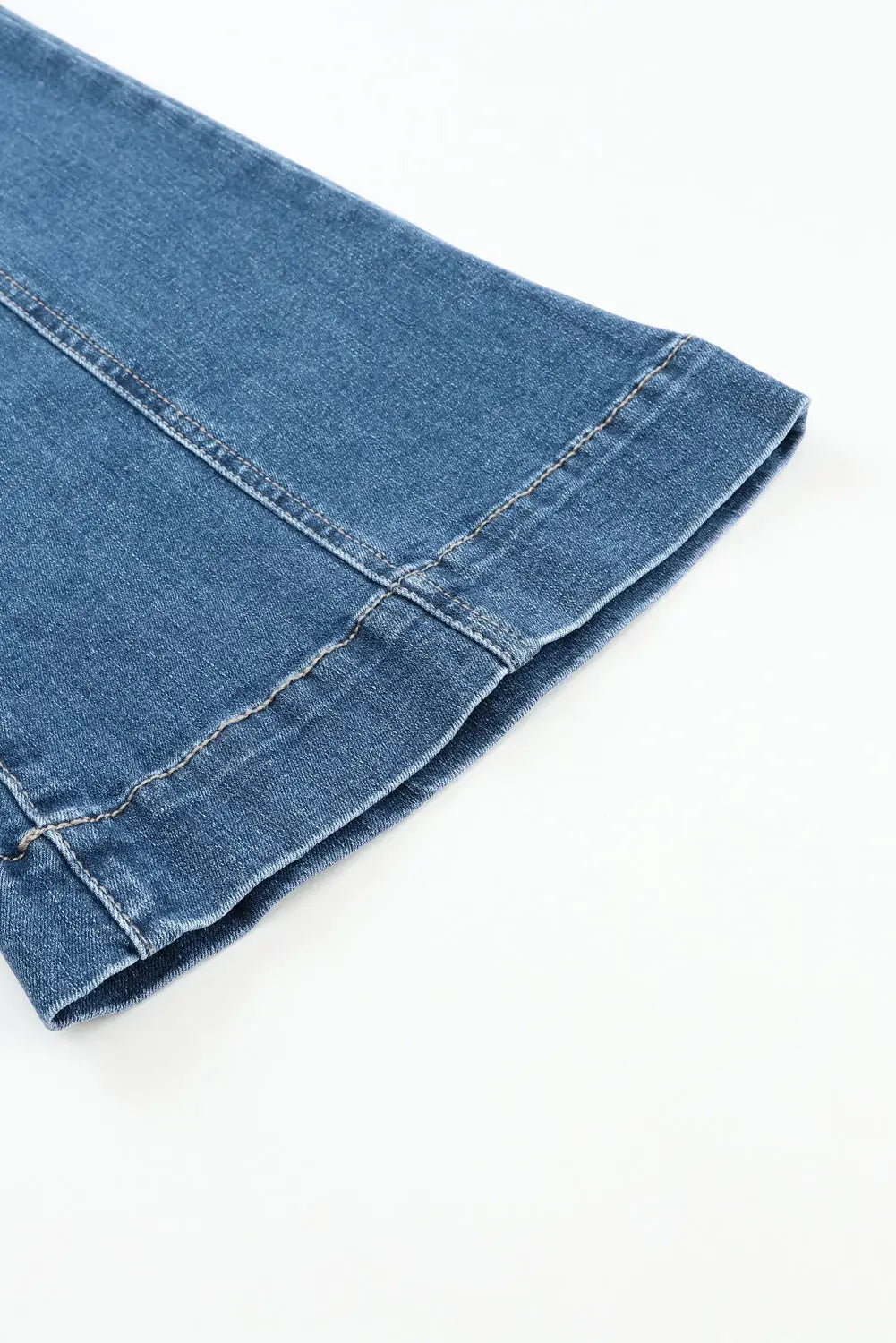 Blue high waist seam stitching pocket flare jeans - bottoms