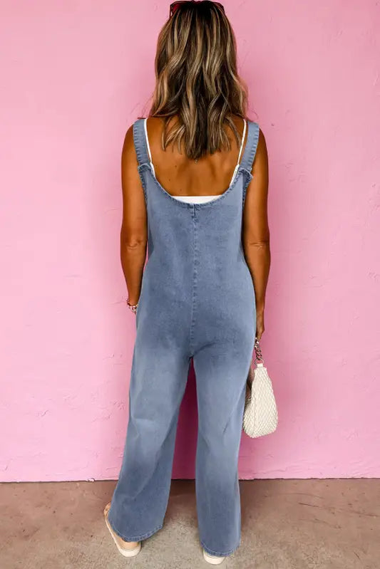 Blue horizon denim overalls