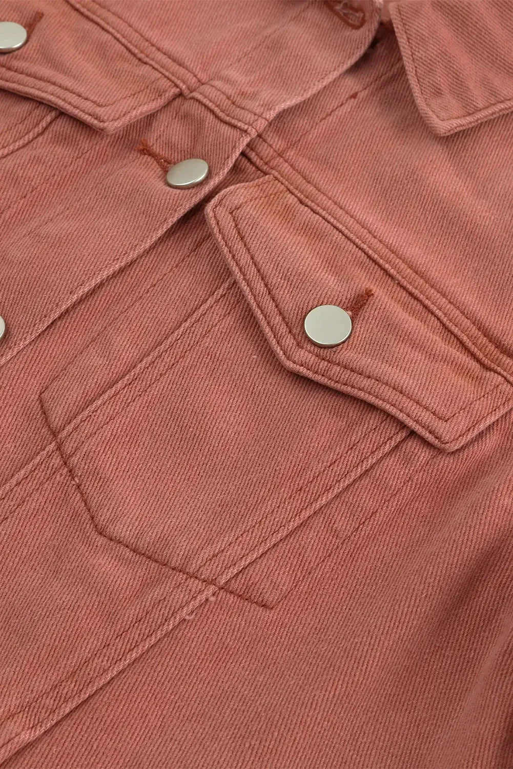 Blue lapel distressed raw hem buttons denim jacket - jackets