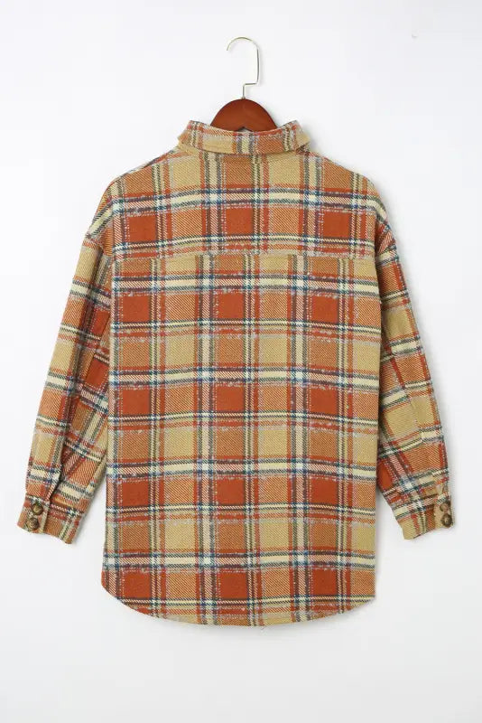 Blue oversized flap pockets plaid shacket with slits - shackets