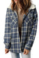 Blue plaid pattern sherpa lined hooded shacket - jackets