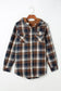 Blue plaid pattern sherpa lined hooded shacket - jackets