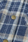 Blue plaid pattern sherpa lined hooded shacket - jackets