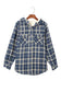 Blue plaid pattern sherpa lined hooded shacket - jackets