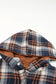 Blue plaid pattern sherpa lined hooded shacket - jackets