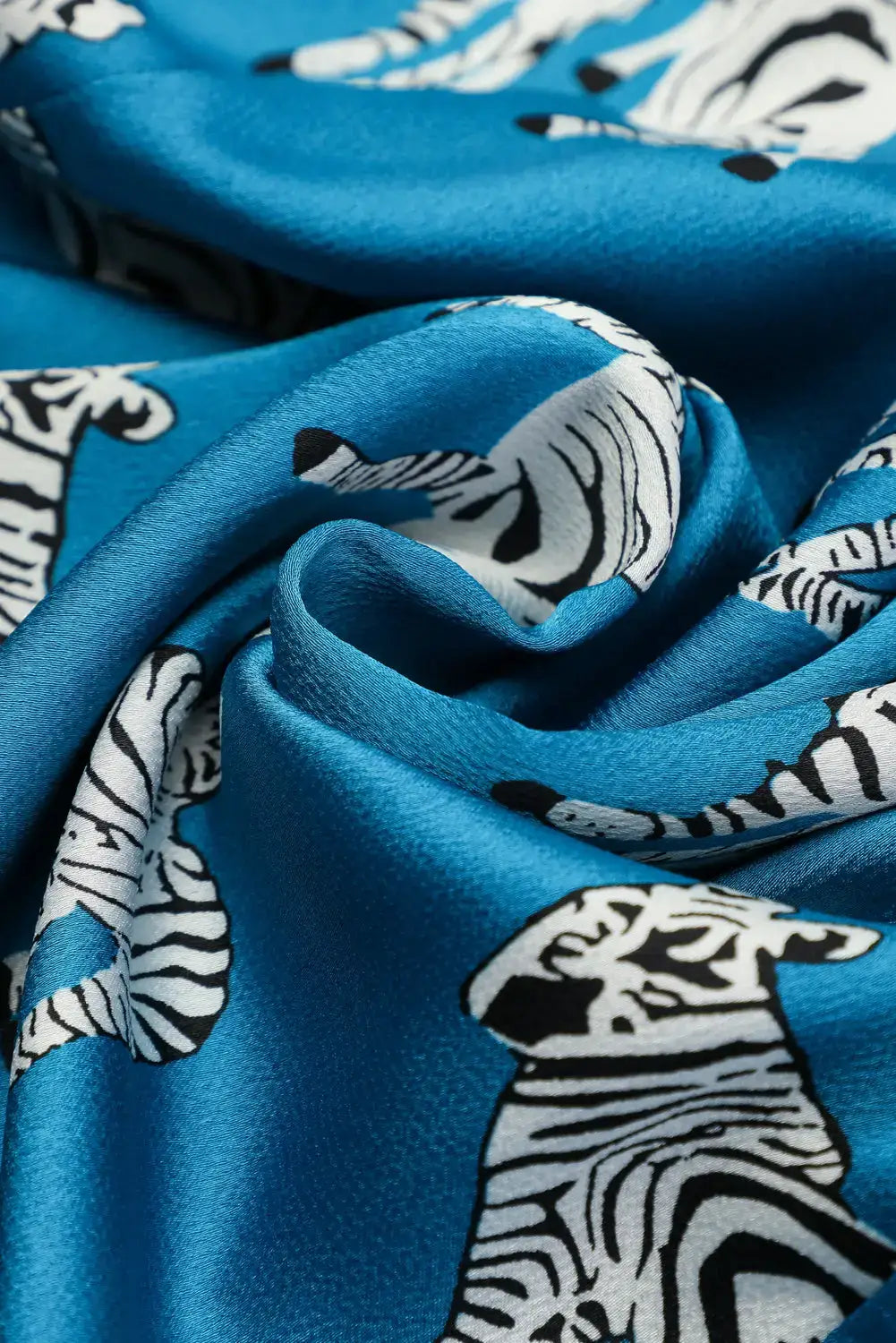 Blue printed zebra pattern pleated shirt tunic dress - dresses