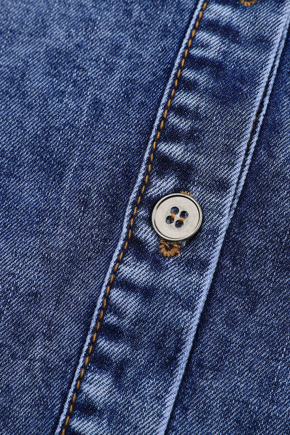 Blue puff sleeve button-up denim jacket - outerwear