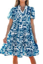 Blue Ricrac Floral Loose Dress - Fashionfitz