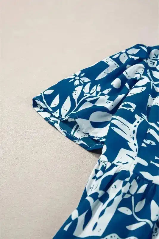 Blue Ricrac Floral Loose Dress - Fashionfitz