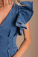 Blue ruffle pleated denim romper with pockets - jumpsuits & rompers