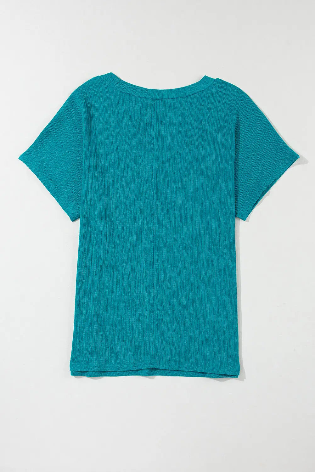 Blue sapphire crinkled v neck wide sleeve t-shirt - tops