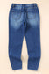 Blue raw hem ankle-length skinny jeans