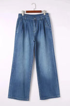 Blue Slouchy Wide Leg Jeans - Fashionfitz