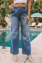 Blue Slouchy Wide Leg Jeans - Fashionfitz