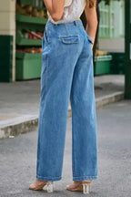 Blue Slouchy Wide Leg Jeans - Fashionfitz