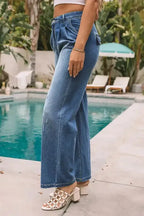 Blue Slouchy Wide Leg Jeans - Fashionfitz