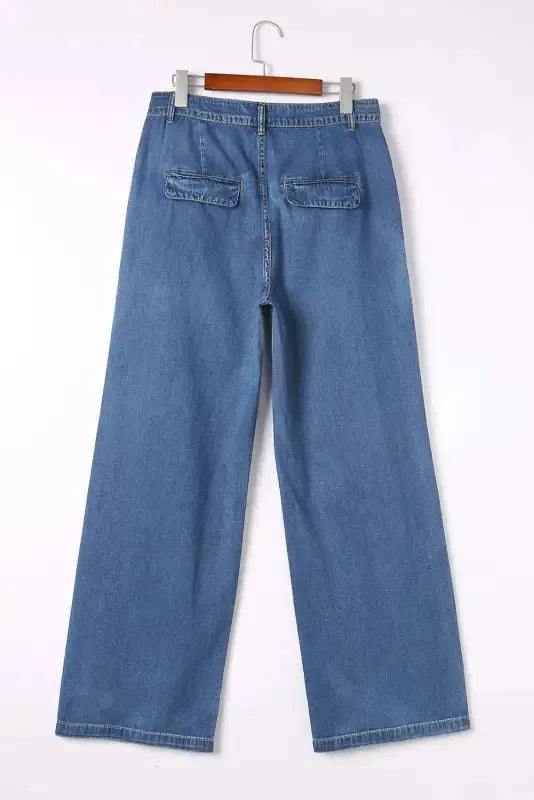 Blue Slouchy Wide Leg Jeans - Fashionfitz