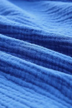 Blue Textured Knotted Straps Romper - Fashionfitz