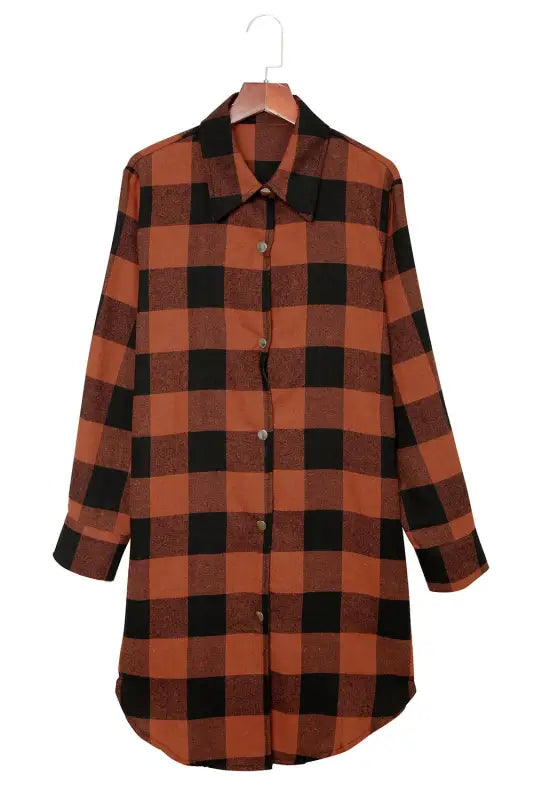 Blue turn-down collar plaid shirt jacket - outerwear