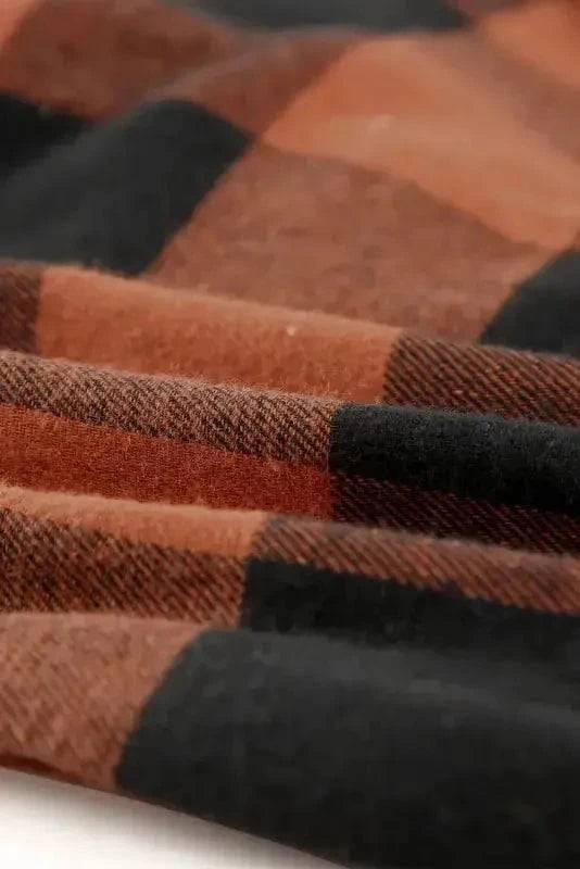 Blue Turn-down Collar Plaid Shirt Jacket - Fashionfitz