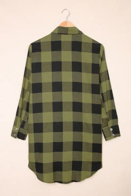 Blue turn-down collar plaid shirt jacket - outerwear