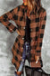 Blue turn-down collar plaid shirt jacket - brown / s / 95% polyester + 5% elastane - outerwear