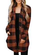 Blue Turn-down Collar Plaid Shirt Jacket - Fashionfitz