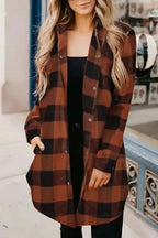 Blue Turn-down Collar Plaid Shirt Jacket - Fashionfitz