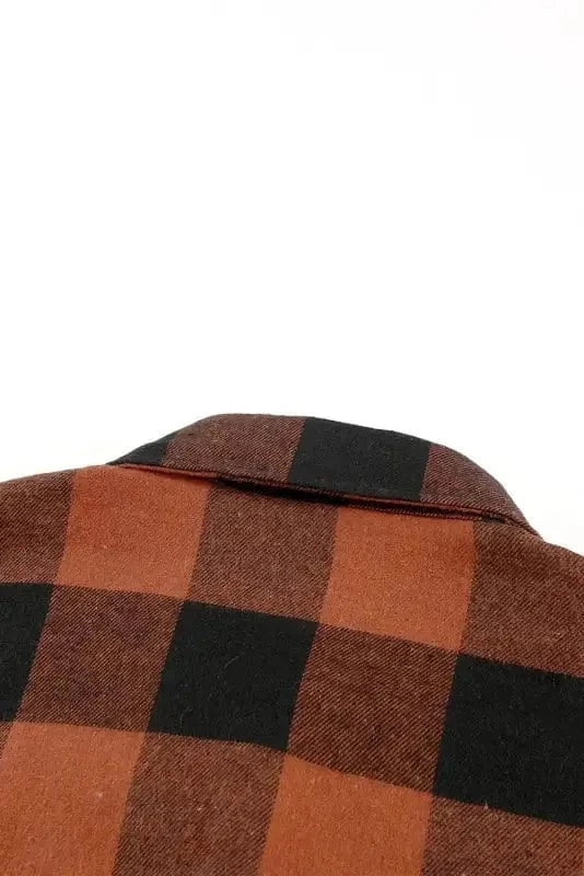 Blue Turn-down Collar Plaid Shirt Jacket - Fashionfitz