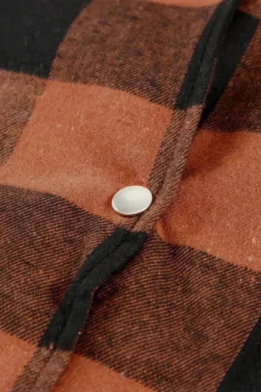 Blue Turn-down Collar Plaid Shirt Jacket - Fashionfitz