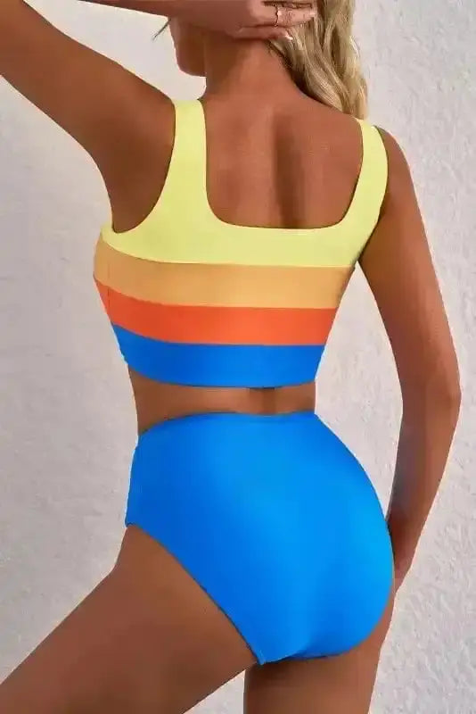 High Waisted Swimsuit Blue Wave High Waist Bikini