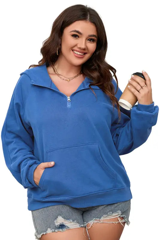 Bluing plus size mineral wash zip up hoodie