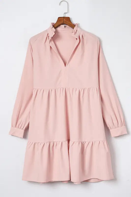 Blush elegance ruffle dress - mini dresses