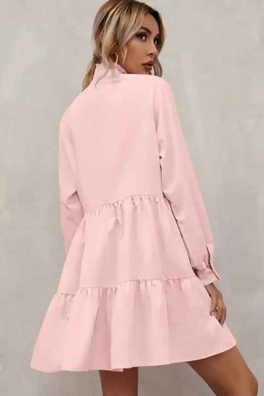 Blush elegance ruffle dress - mini dresses