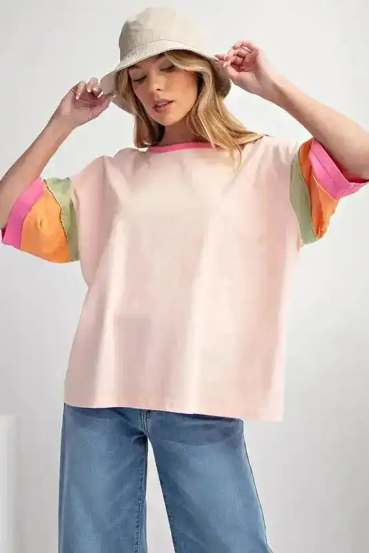 Blush Harmony Oversize Tee - Fashionfitz