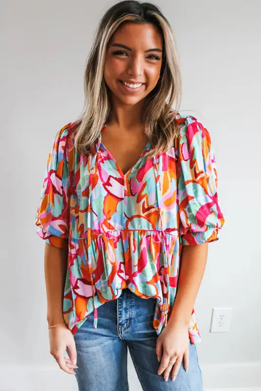 Bohemian breeze v-neck blouse - blouses