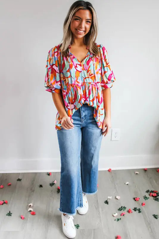 Bohemian breeze v-neck blouse - blouses