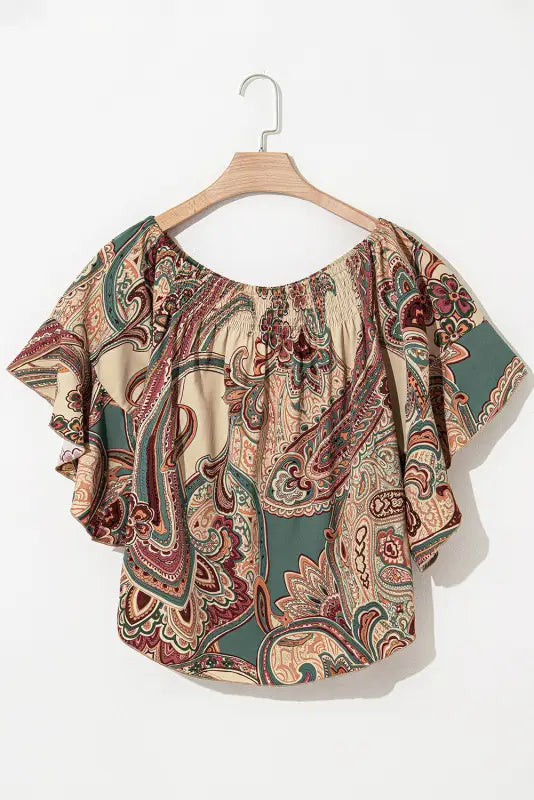 Boho bliss shirred paisley blouse