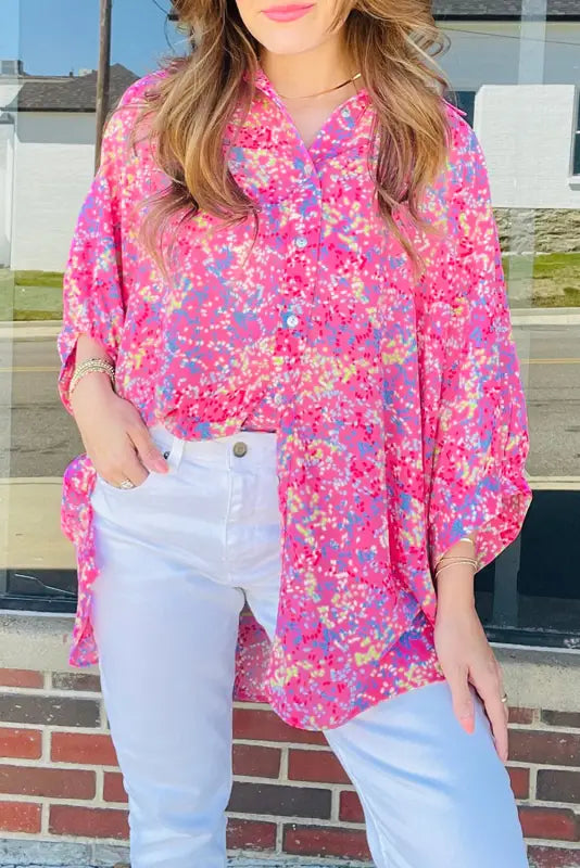 Boho breeze tunic shirt - rose / s / 100% polyester - shirts