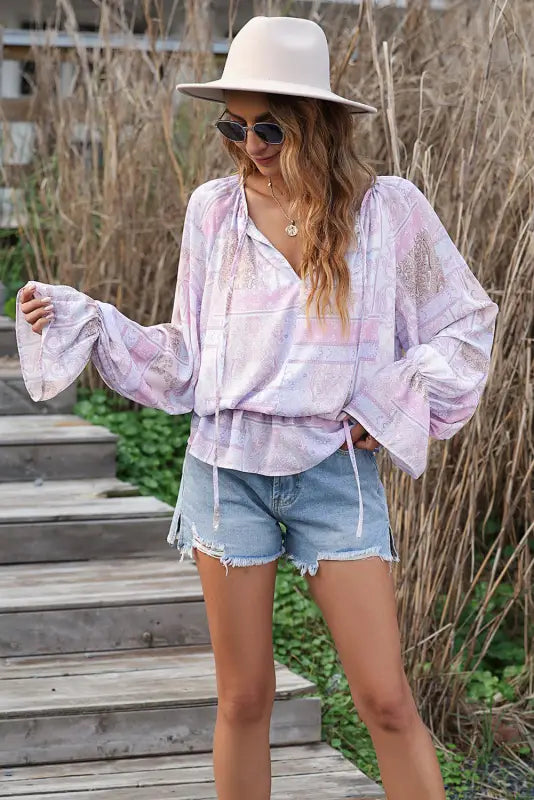 Boho bubble sleeve blouse - blouses