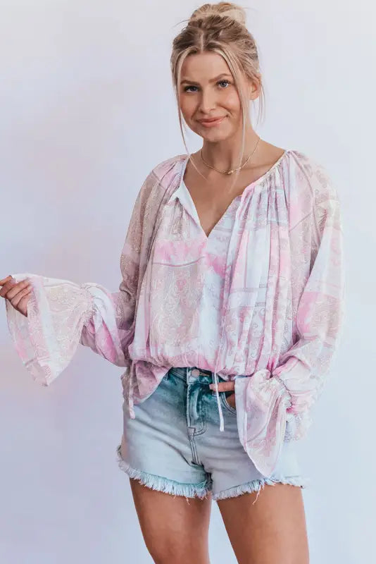 Boho bubble sleeve blouse - blouses