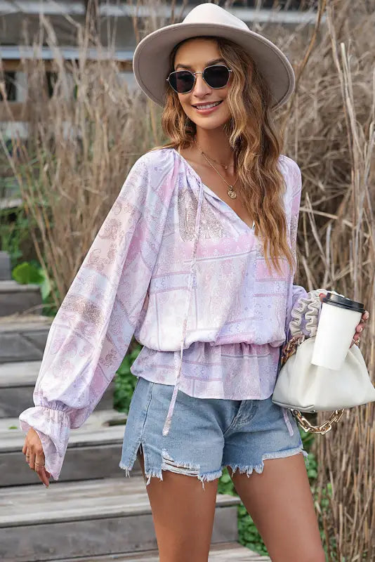 Boho bubble sleeve blouse - blouses