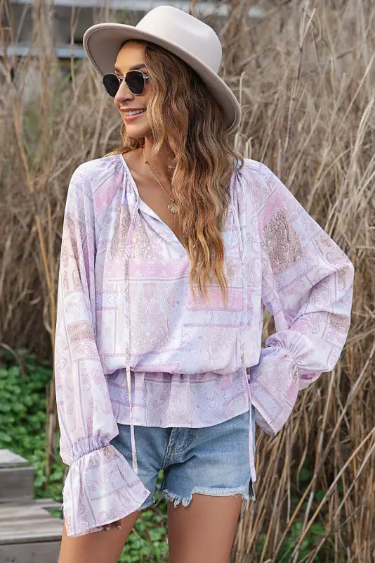 Boho bubble sleeve blouse - blouses