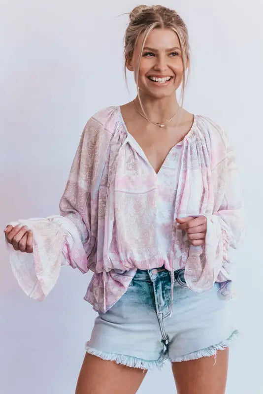 Boho bubble sleeve blouse - blouses